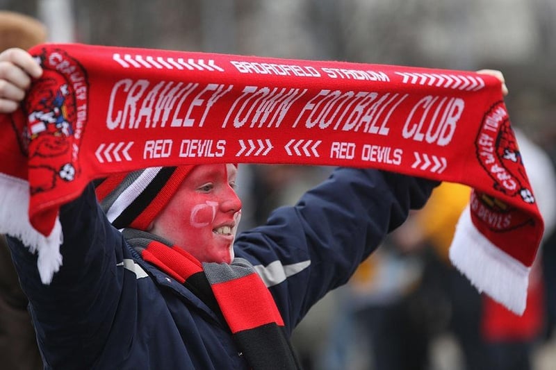 Crawley Town fan Reece Bateman, aged 10,  enjoys the match build-up.