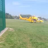 The chopper was pictured in Palatine Park in Goring-by-Sea around 2pm.