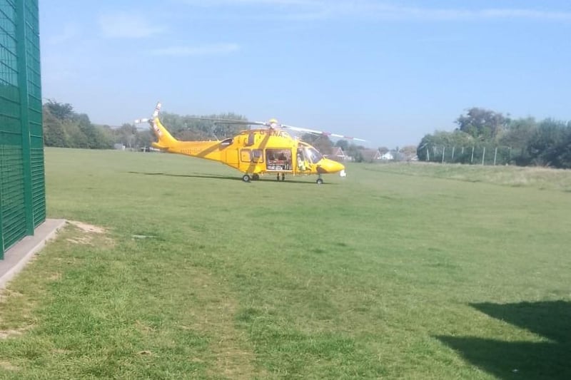 The chopper was pictured in Palatine Park in Goring-by-Sea around 2pm.