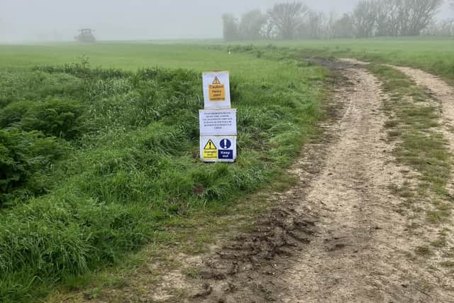 Further warnings at the site urged caution due to ‘heavy plant operating’ and ‘deep excavations’ – with people told to ‘keep out’. Photo contributed