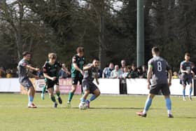 Three Bridges in recent action against Burgess Hill Town | Picture: Chris Neal