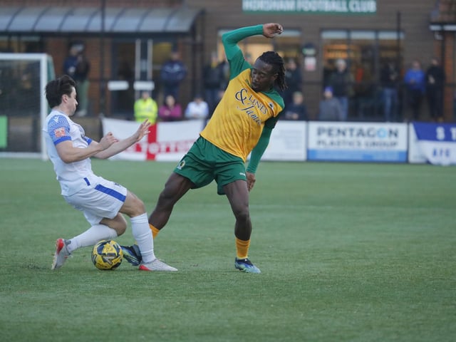 FA Trophy action between Horsham and AFC Totton