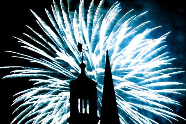 An explosion of light bursting over the Cathedral to mark the light switch on in 2009