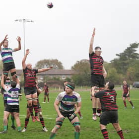 Lineout time in Bognor's clash with Twickenham | Picture by Martin Denyer