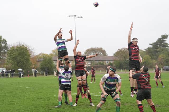Lineout time in Bognor's clash with Twickenham | Picture by Martin Denyer