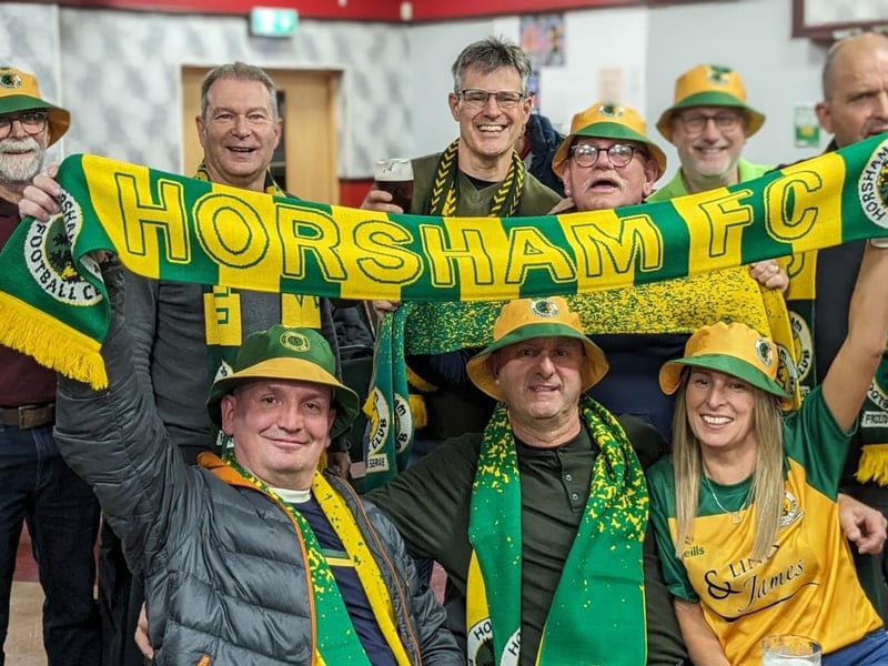 Horsham supporters at the historic FA Cup first round clash at Barnsley