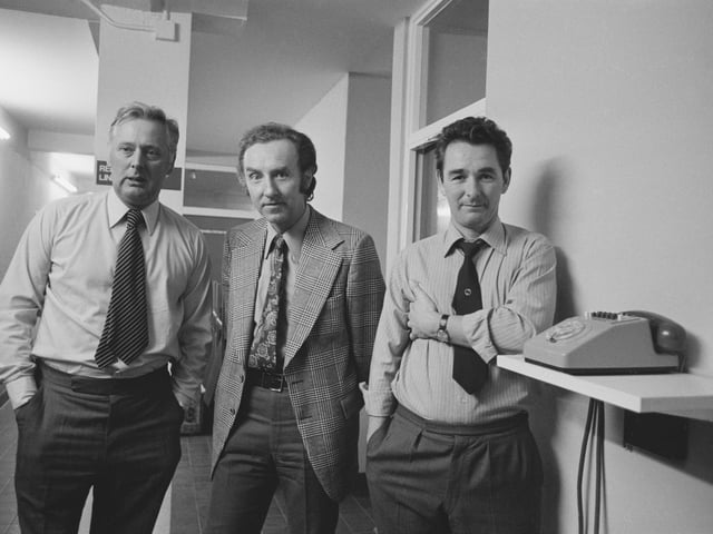 Assistant manager Peter Taylor, chairman Mike Bamber and manager Brian Clough on 6th November 1973.