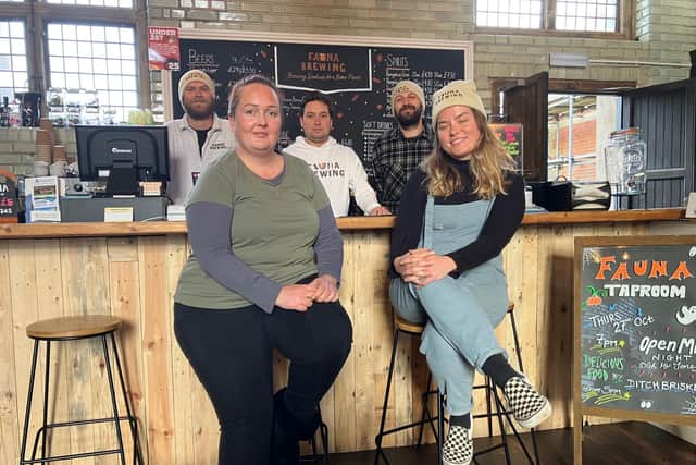 Fauna - Brewing Goodness for a Better Planet (l-r) The team: Phil Howard, Founder; Laura Brennan, Tap Room Manager; Matheau Hicks, Head Brewer; Henry Nash, Head of Operations; April Grennan, Head of Marketing.