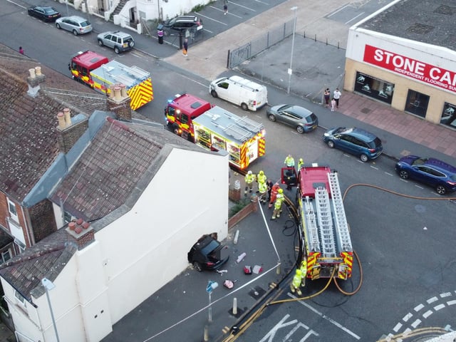 In Pictures: Car crashes into wall of house in Eastbourne