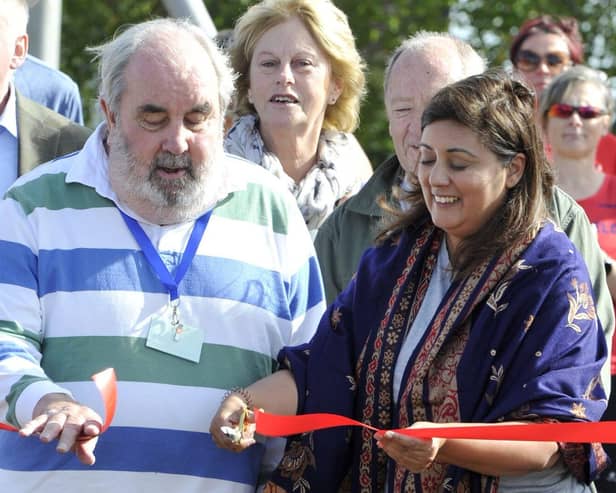 Nusrat Ghani, MP for Wealden and Mike Woodhouse, Trustee, Horam Village Hall cut the ribbon