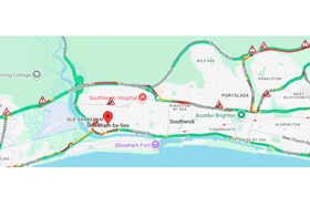 Drivers are facing disruption on the A27, in the Adur district and beyond, following a three-vehicle collision and emergency repairs. Photo: AA Traffic News