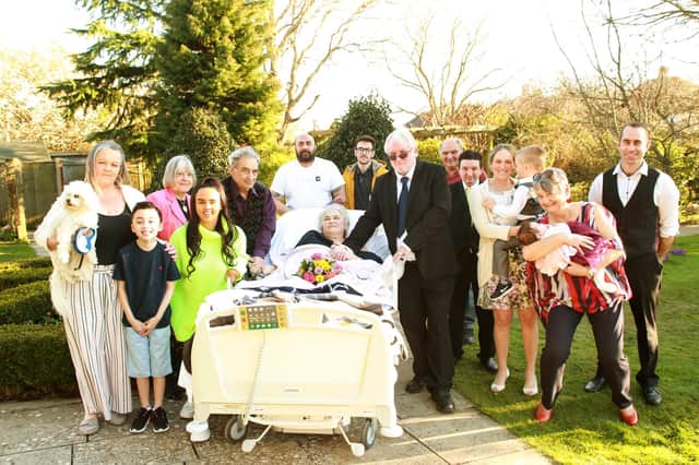 Sammie Paice is walking in Moonlight Walk Week 2020 in memory of her mum Sally, pictured here during a renewal of vows with her family at St Wilfrid's