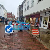 Work under way on North Street, Chichester, as part of the project to improve mobile coverage. Photo: Sussex World