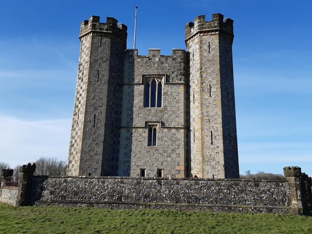 This triangular tower was built in 1797 by Francis Hiorne in a failed bid to win the contract to rebuild Arundel Castle.
