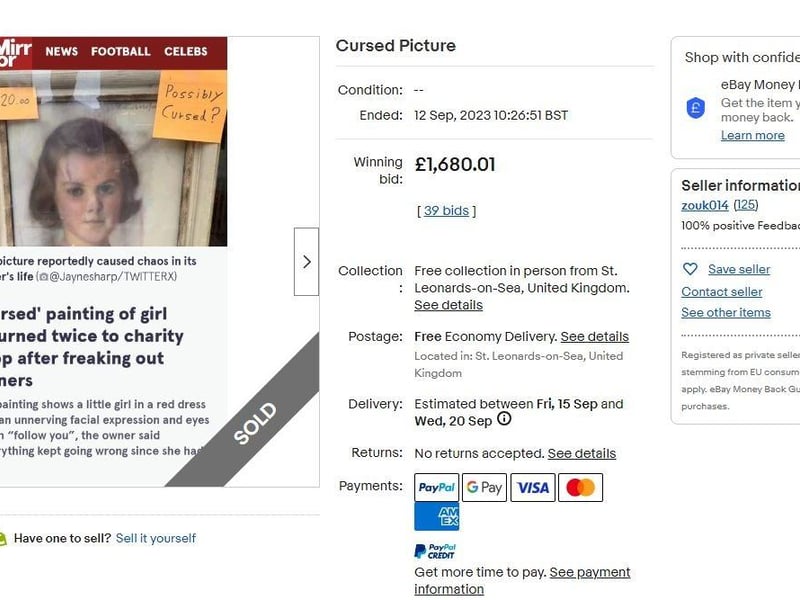 The painting was sold on eBay this morning