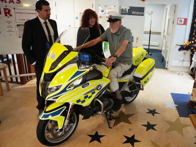 The surprise sight of a police motorbike in a Steyning care home foyer brought decades of memories rushing back for 89-year-old Alan Colbourne