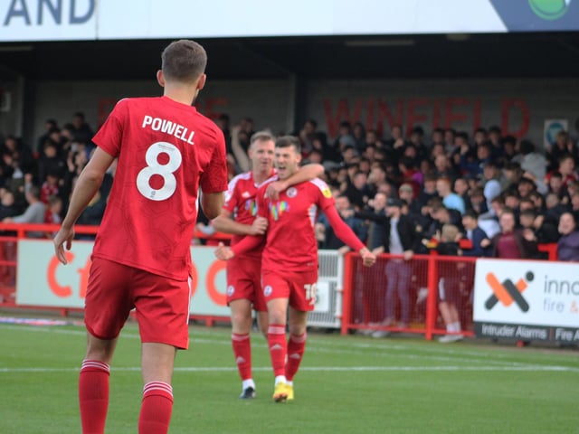 Action from Crawley Town's 2-1 win over Newport County. Picture by Cory Pickford