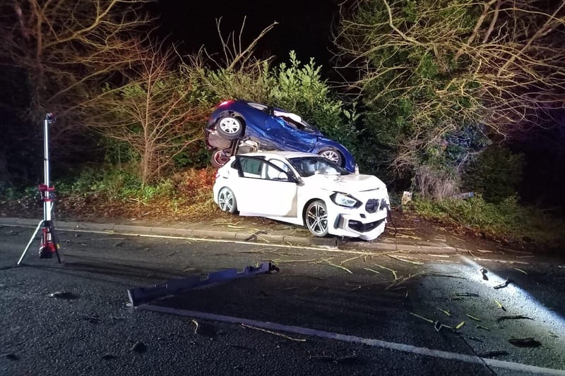 A photographer has sent in photos of two wrecked cars in Storrington