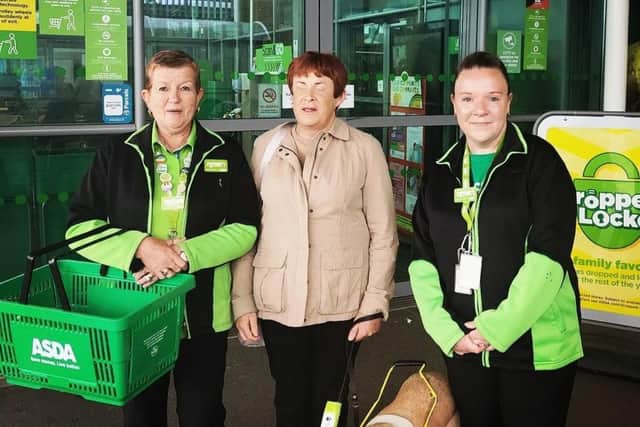 Lorna Dyson, Mandy Robinson, and Kaleah Cumber. Mandy recently wrote a letter to the Asda superstore in St Leonards to express her gratitude at the assistance received from Lorna and Kaleah.