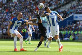 Callum Wilson had the ball in the back of the net against Brighton but play had already been stopped after the Newcastle striker was adjudged to have used dangerous play to control the ball. (Photo by Mike Hewitt/Getty Images)