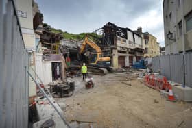 Demolition of former nightclub and amusement arcade in George Street, Hastings. Photo was taken on May 30 2023.