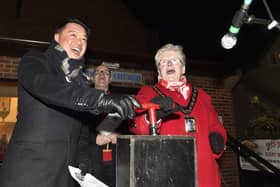 Emsworth Christmas lights were switched on in St Peter's Square on Friday, December 1, 2023. 

Pictured is: MP Alan Mak and the mayor of Havant Rosy Raines.

Picture: Sarah Standing