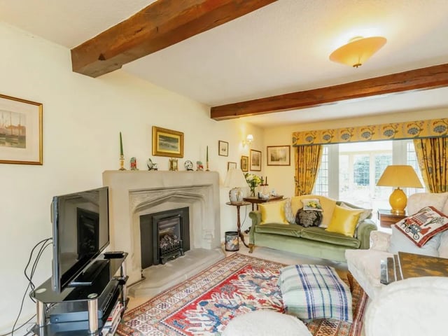 The living room is full of comfort and character.