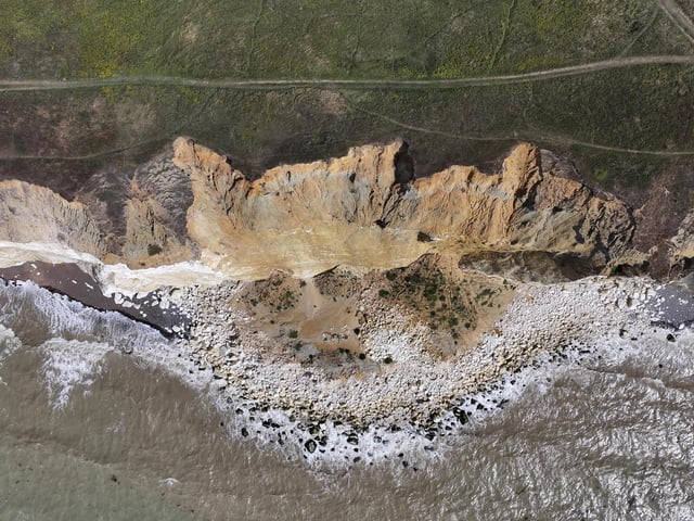In pictures: Large section of cliffs fall away on East Sussex coast