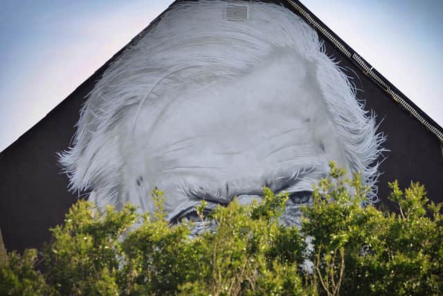 Mural of Sir David Attenborough created by W.Ave Arts on the back of The Compound community centre in St Leonards.