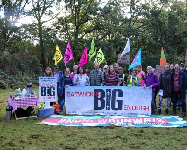 Climate campaigners took part in a protest walk around Gatwick Airport perimeter on Saturday, October 14. Photo: Dorking, Reigate and Redhill Extinction Rebellion