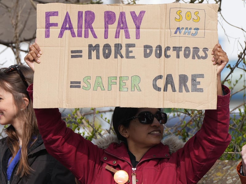 Junior doctors send defiant messages on picket line outside Worthing Hospital