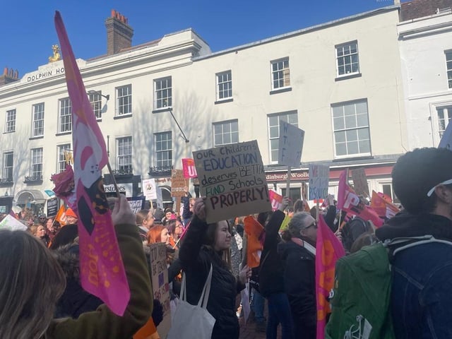 School strikes in Sussex: Hundreds of protesters arrive to take part in Sussex teacher protest - in 23 pictures
