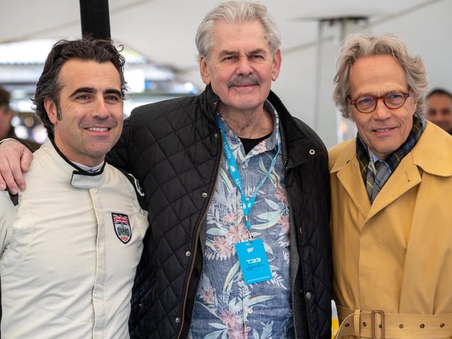 Dario Francitti Gordon Murray and the Duke of Richmond. Photo: Michael John Reed. REEDIMAGE.
