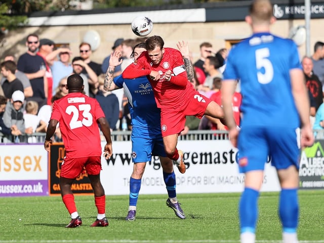 National League South action at Woodside Road between Worthing and Truro City