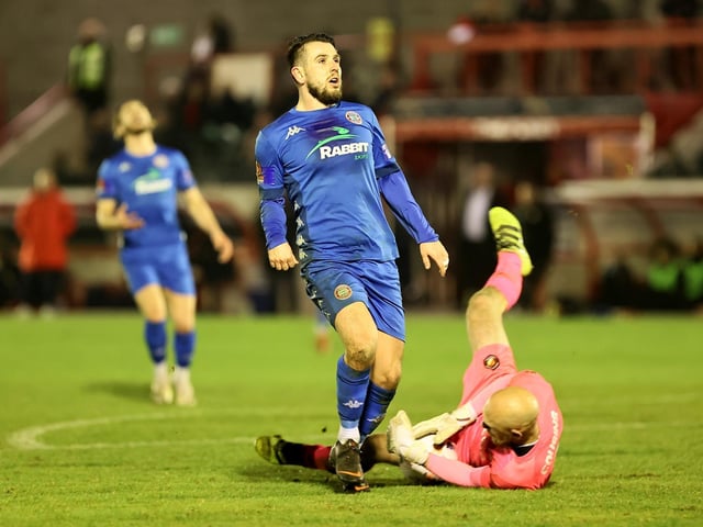 Action from Worthing's 7-2 defeat at Ebbsfleet United in the National League South