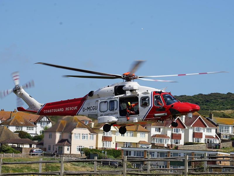 A Coastguard Rescue helicopter was seen landing at Seaford beach on Wednesday, August 7