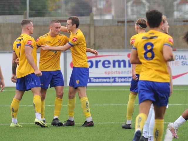 Action from Lancing's win over Corinthian in the Isthmian south east division