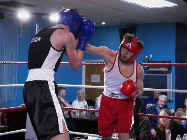 Action from Crawley's junior boxing squad at their annual blockbuster at the Goffs Park Social Club on Sunday. Picture by Max Spanner Photography