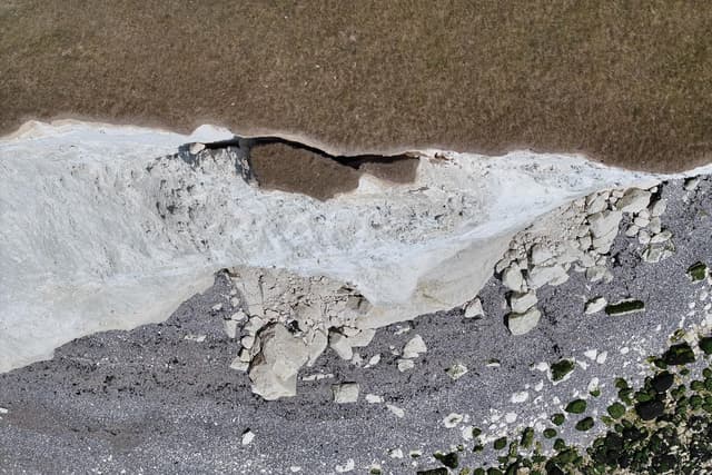 In Pictures: Crack in cliff face at Beachy Head near Belle Tout Lighthouse