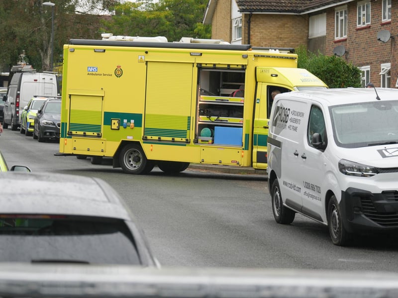 Emergency services in Fletcher Close, Crawley, on Sunday, September 13