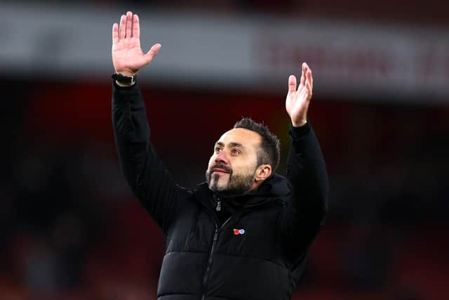 Following an initial winless run of five games, De Zerbi has now overseen three victories in a row, the latest being a shock 3-1 at the Emirates Stadium to progress to the fourth round of the EFL Cup.