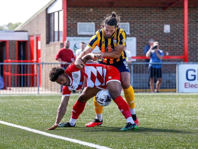 Action from Bath City's 2-1 win at Eastbourne Borough