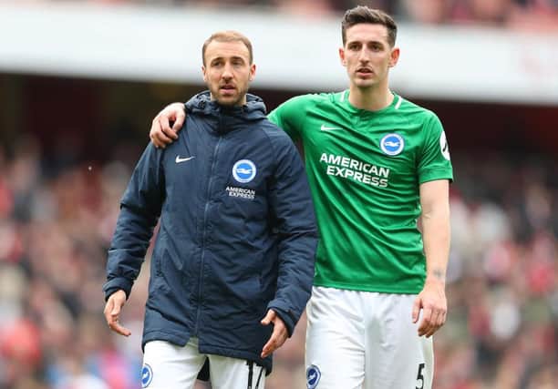 Glenn Murray and Lewis Dunk. (Photo by Catherine Ivill/Getty Images)