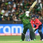 Shadab Khan bats during the ICC Men's T20 World Cup Final match between Pakistan and England last November (Photo by Quinn Rooney/Getty Images)