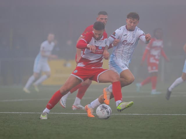 Eastbourne Borough take on Taunton Town in the fog - before the match was abandoned