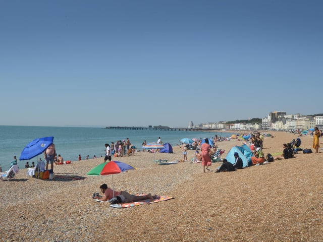 Hastings seafront pictured during the heatwave on Saturday, August 13