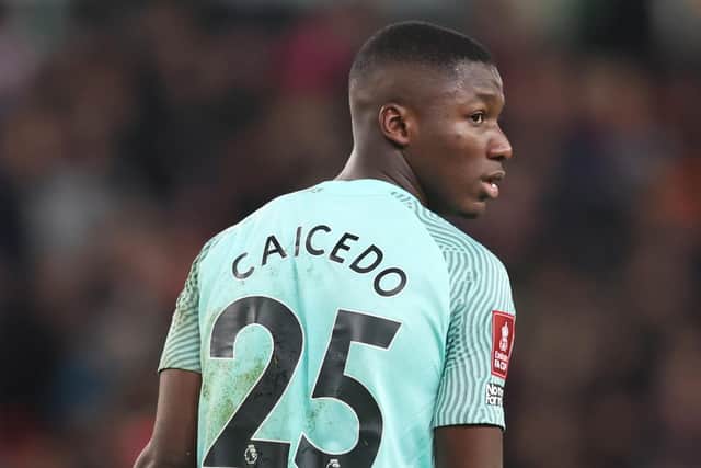 Transfer expert Fabrizio Romano has revealed talks between Brighton & Hove Albion and Chelsea for Moisés Caicedo will get underway next week – but the Blues will have to pay a ‘minimum of £100million’ to land the Ecuadorian, according to The Athletic. Picture by Nathan Stirk/Getty Images