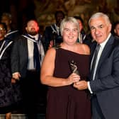 Gatwick substation inspector Michelle Letley with the UK Power Networks' Craftsperson Champion of the Year award. Picture courtesy of Star Media Group/www.cubeagency.co.uk