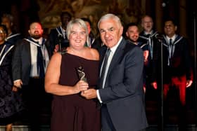 Gatwick substation inspector Michelle Letley with the UK Power Networks' Craftsperson Champion of the Year award. Picture courtesy of Star Media Group/www.cubeagency.co.uk