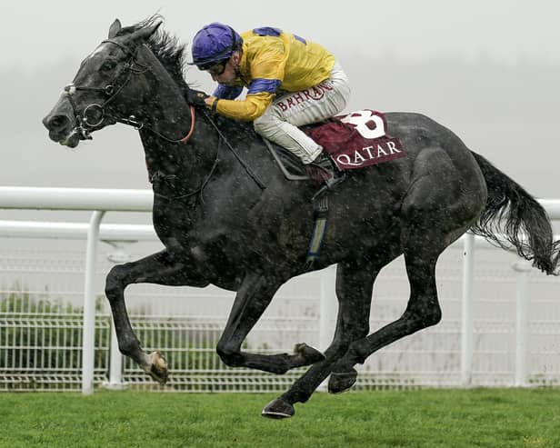 In atrocious conditions, Tom Marquand riding Sumo Sam to win The Qatar Lillie Langtry Stakes - onlyone more race was held after this before the meeting was abandoned (Photo by Alan Crowhurst/Getty Images)